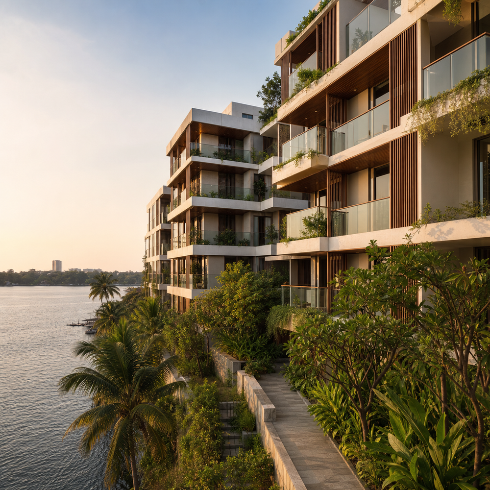 Two-Bedroom Riverside Apartment in Kochi in Kochi, India