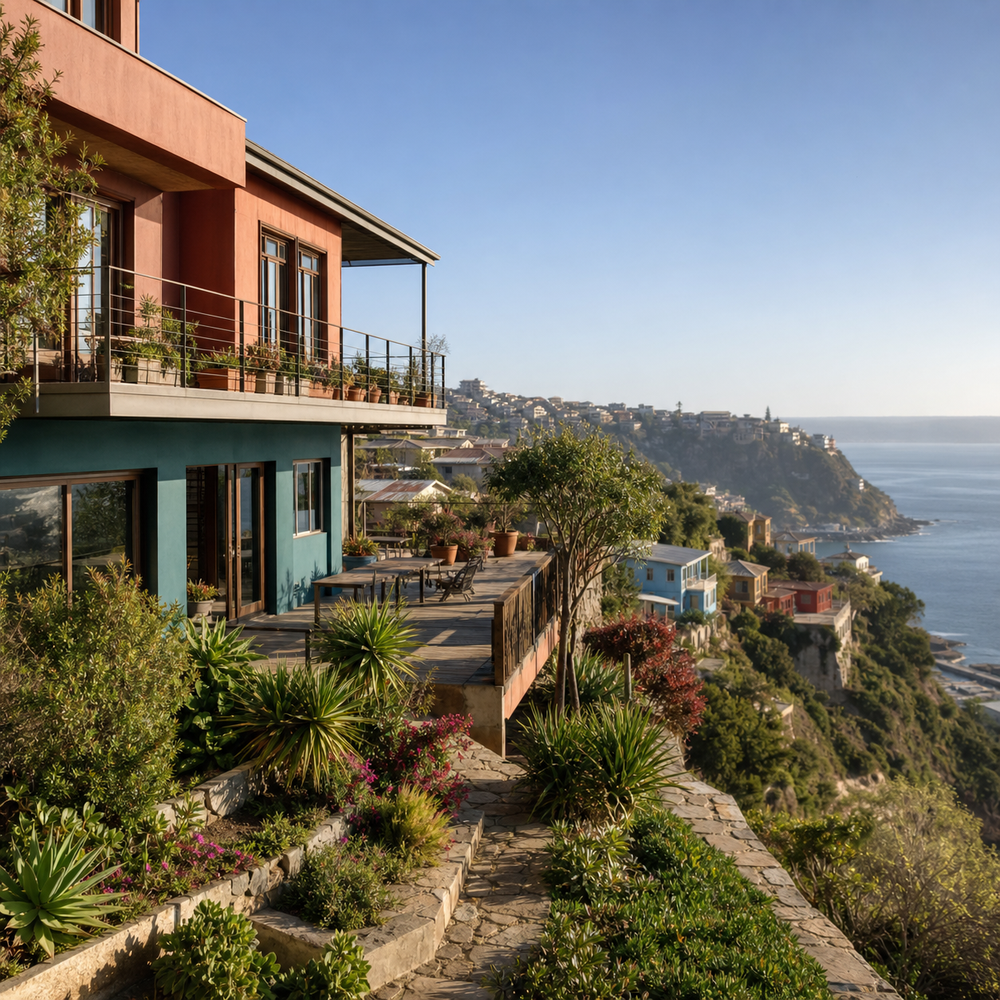 Hillside Duplex with Pacific Views in Valparaiso, Chile